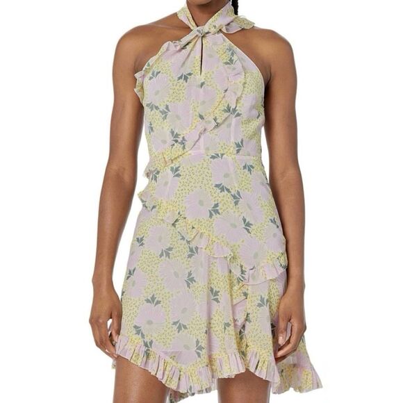 Ted Baker Dresses & Skirts - TED BAKER | Suttonn Yellow Lavender Floral Ruffle Sleeveless Dress | 4, US 10